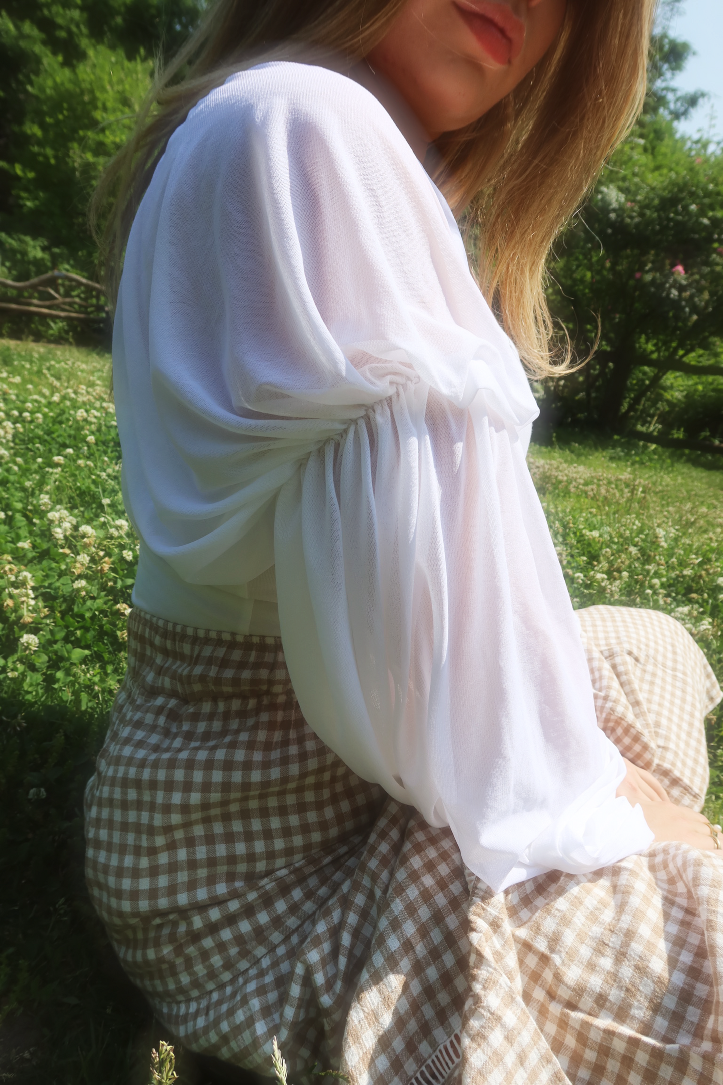 White Repurposed Mesh Cami