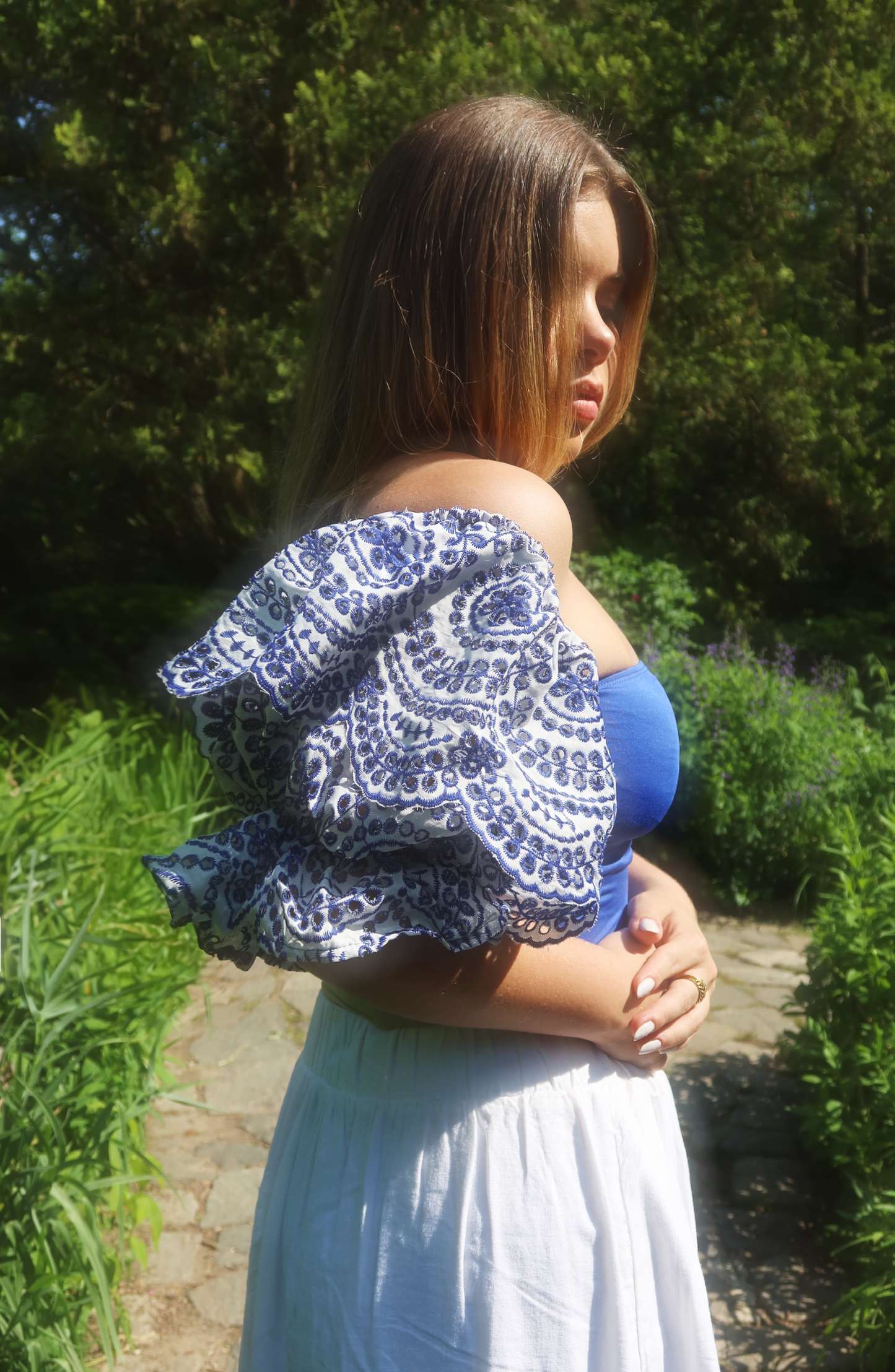Blue Eyelet Bandeu